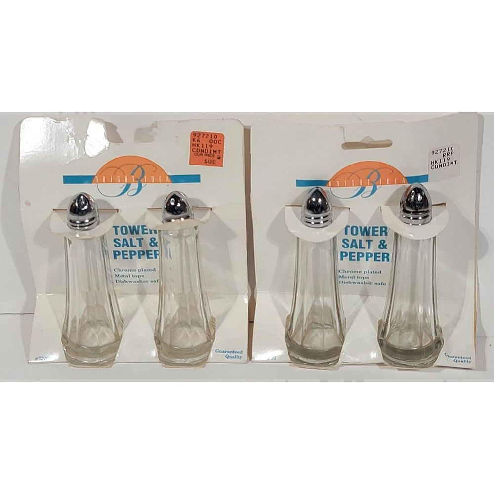 (Set of 2) 1 oz. Tower Salt and Pepper Shakers, Tall Glass Body